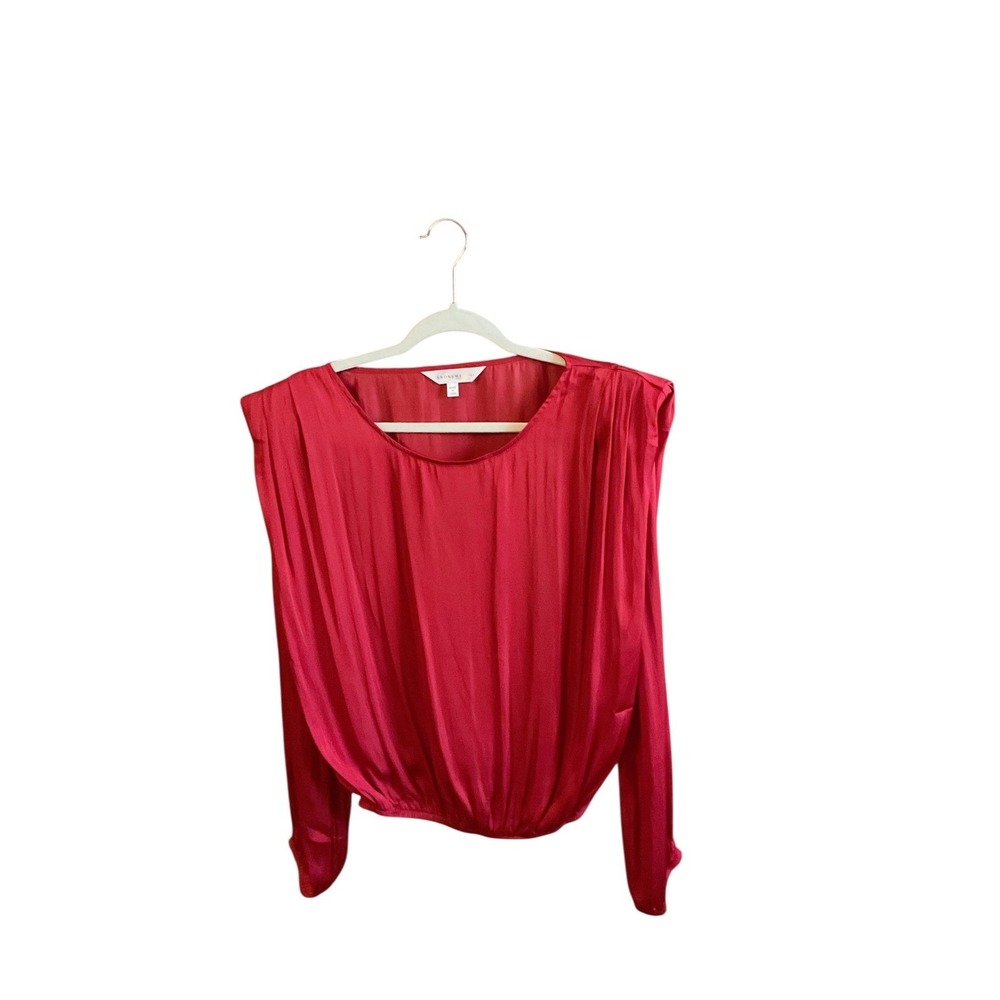 Anonyme Designers Red Blouse Long Sleeve Elastic Waist Ladies Top